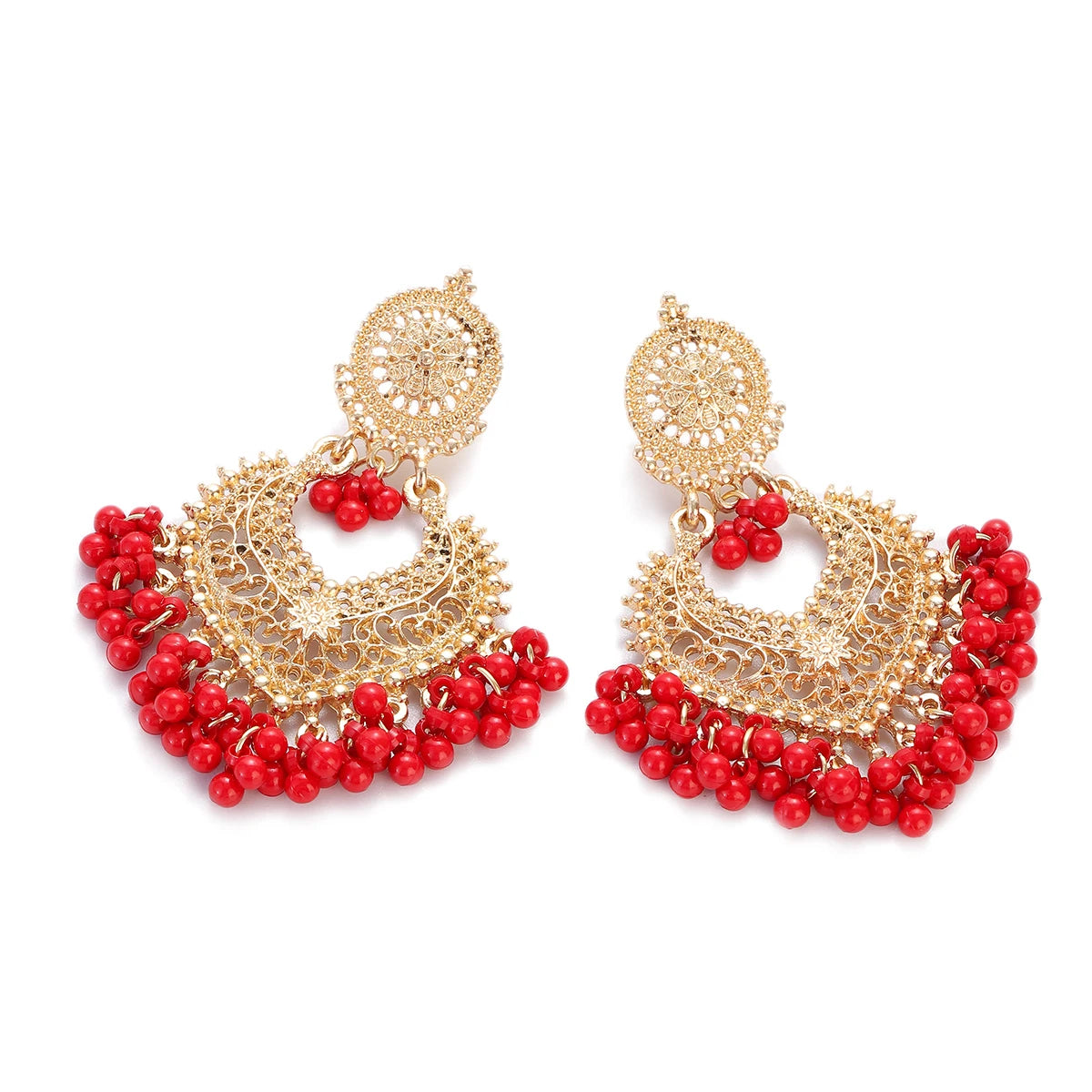Golden Petal Heart Earrings