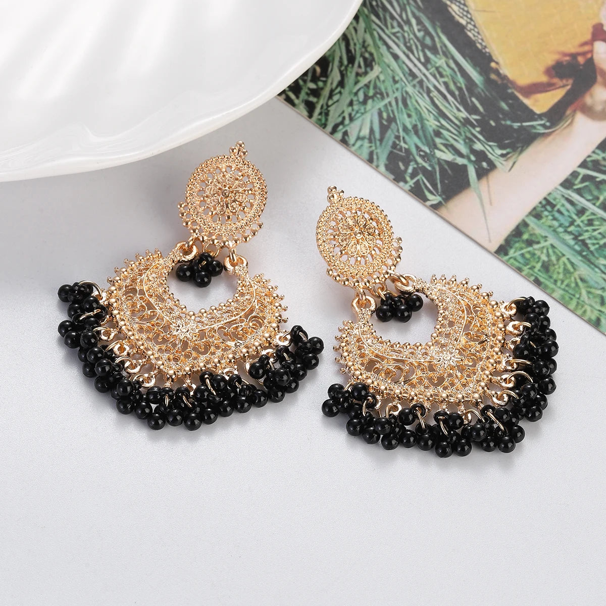 Golden Petal Heart Earrings
