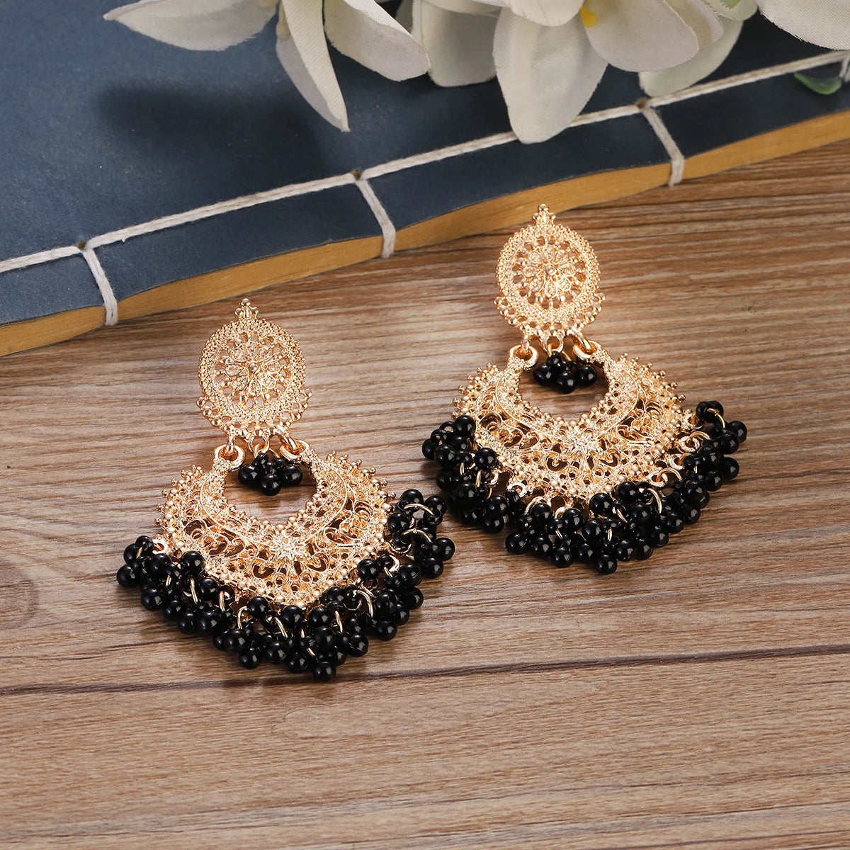 Golden Petal Heart Earrings