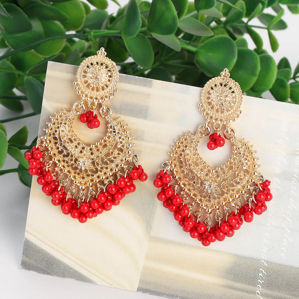Golden Petal Heart Earrings