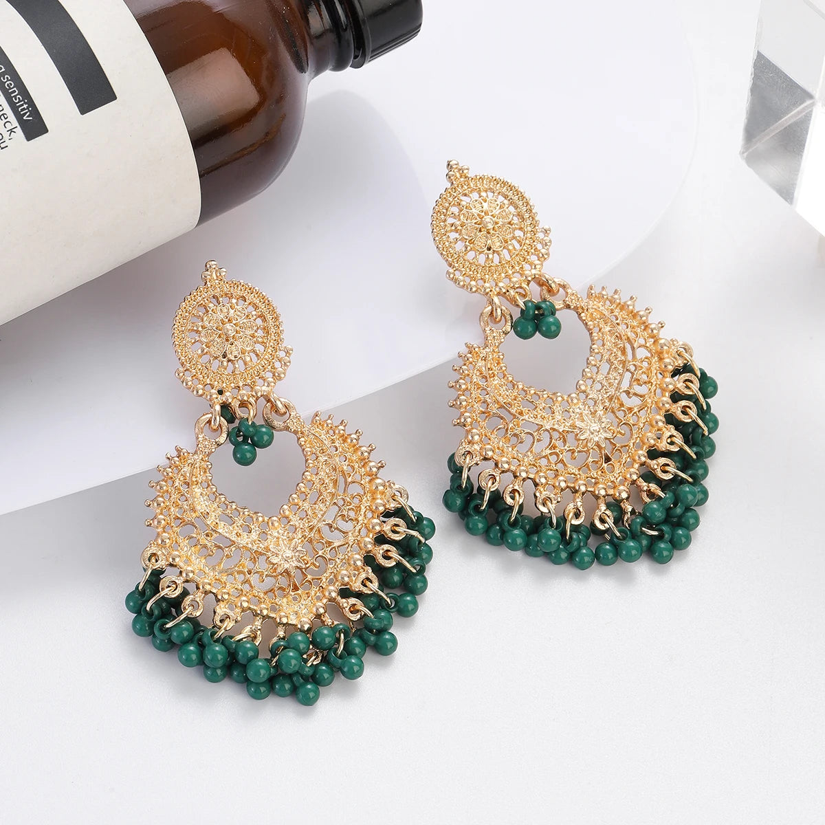 Golden Petal Heart Earrings