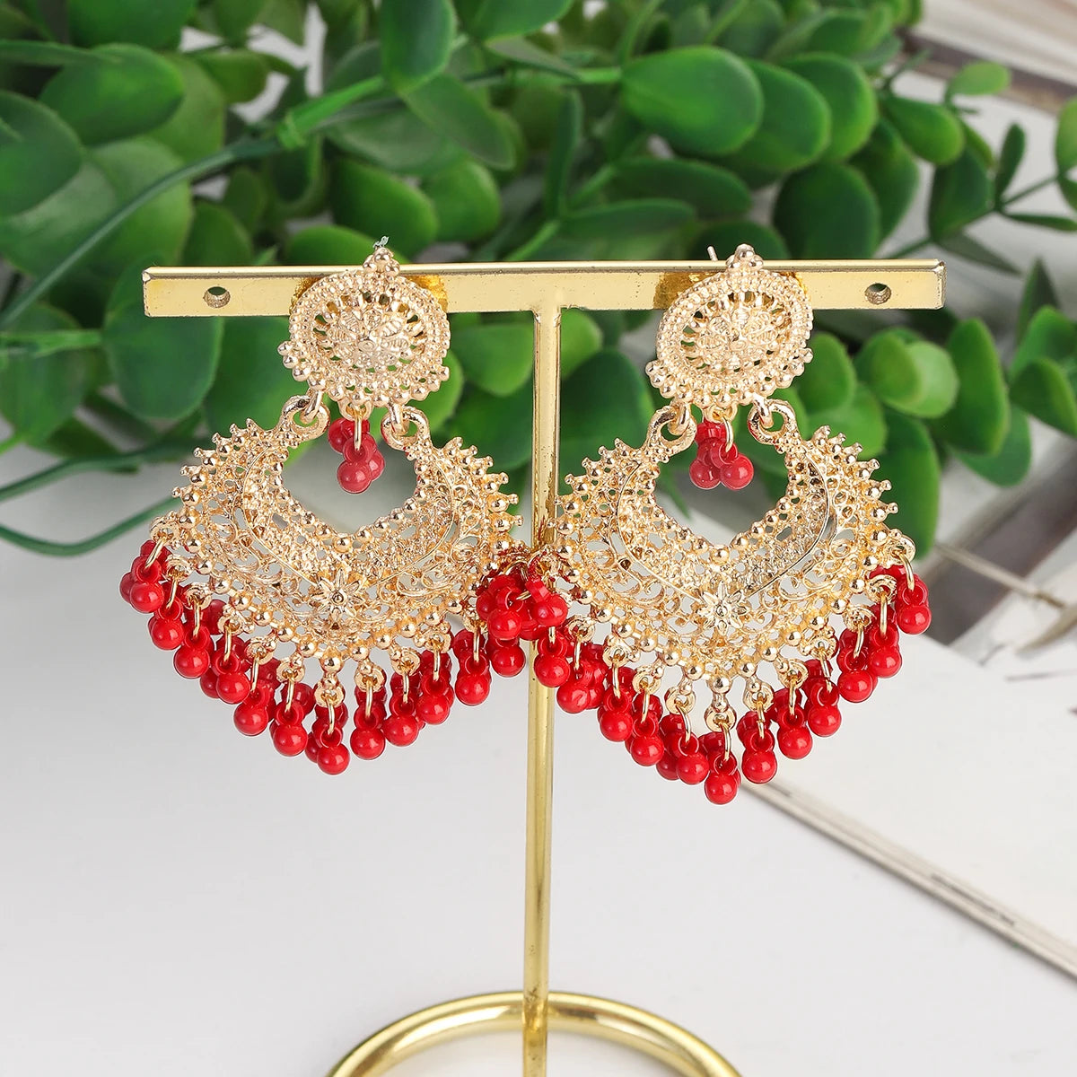 Golden Petal Heart Earrings