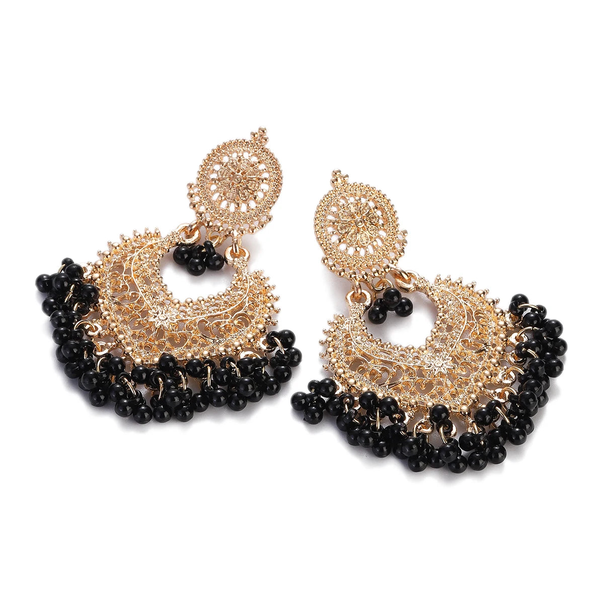 Golden Petal Heart Earrings