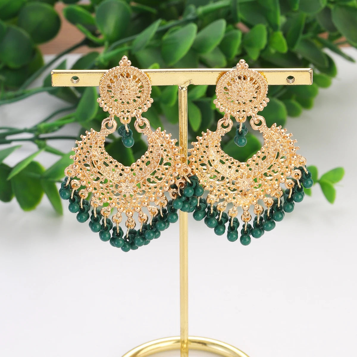 Golden Petal Heart Earrings